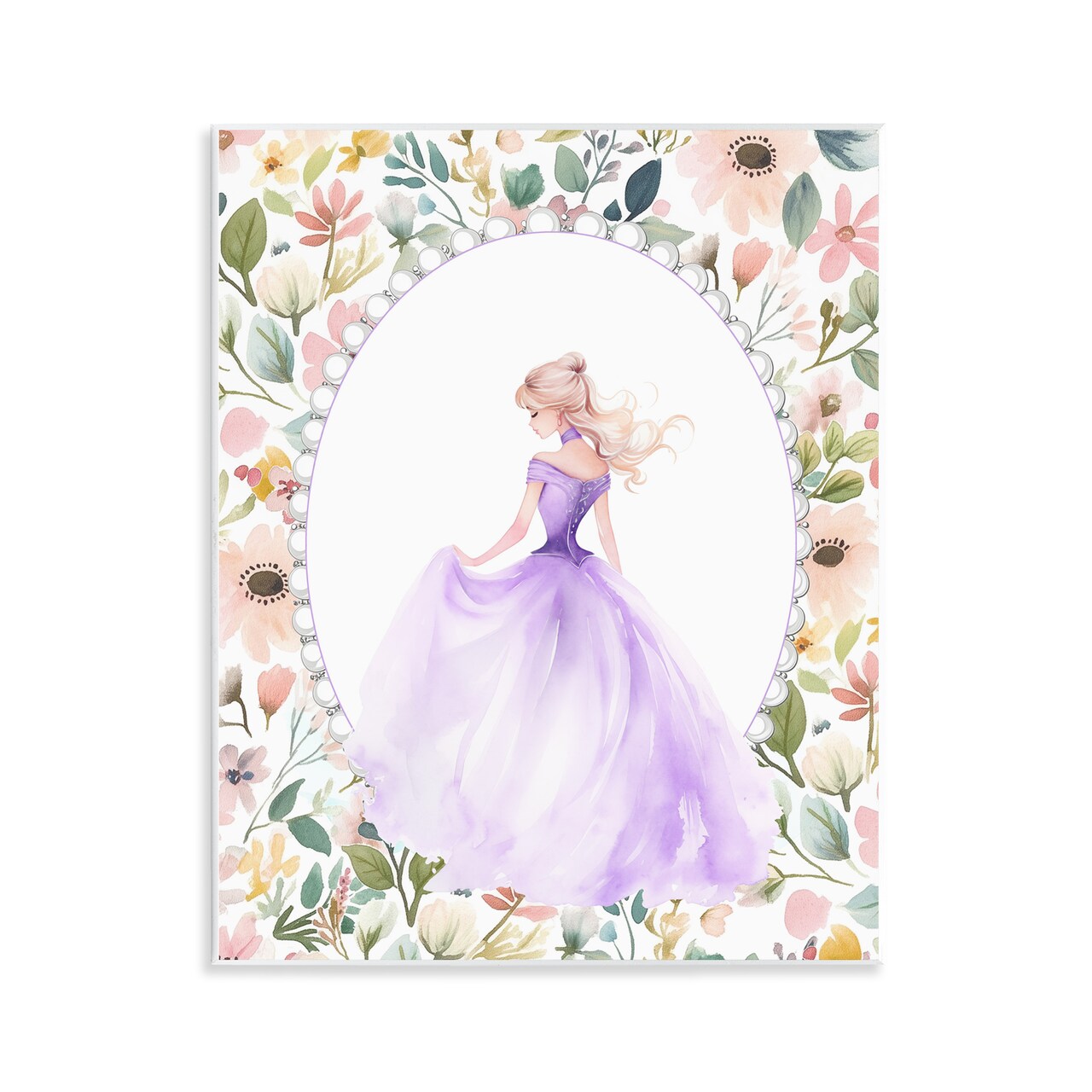 Stupell Industries Purple Princess with Pearl Border Wall Plaque, design by Christine Simpson Art